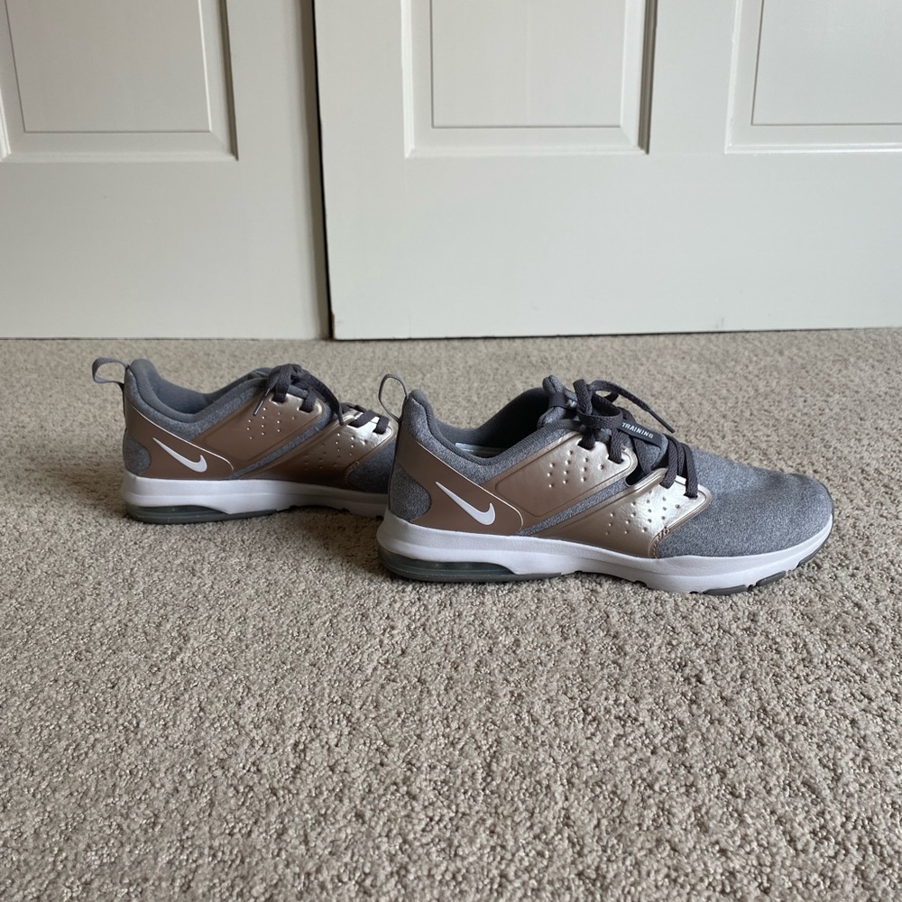Gray and Gold Nike Tennis Shoes